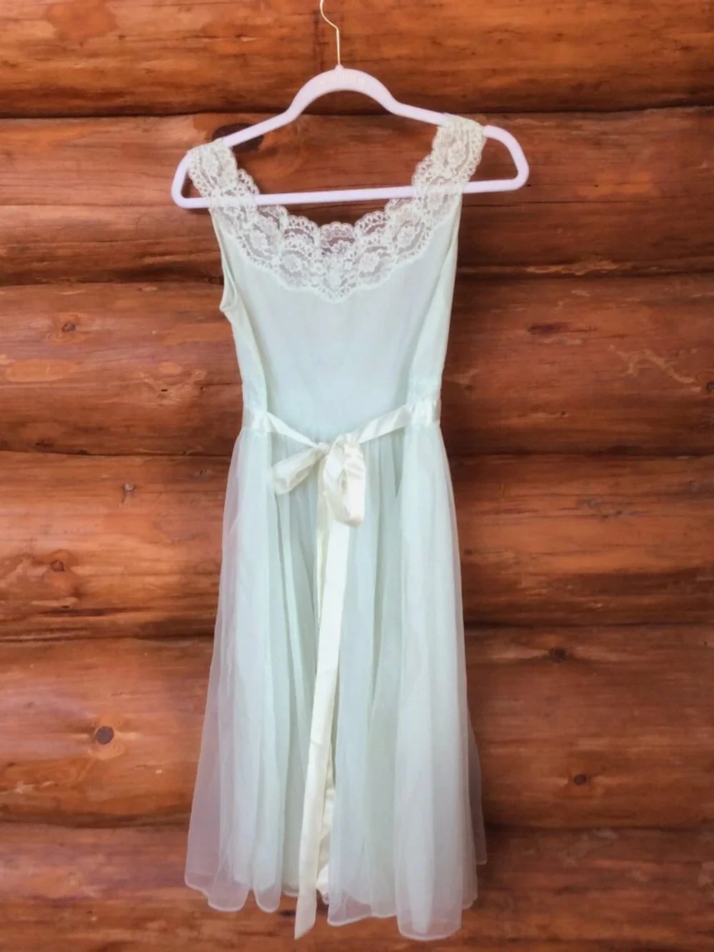 Vintage Vanity Fair Seafoam Green Fairy Lace Enchanted Lingerie Dress VTG 36/4-6 - Picture 2 of 4